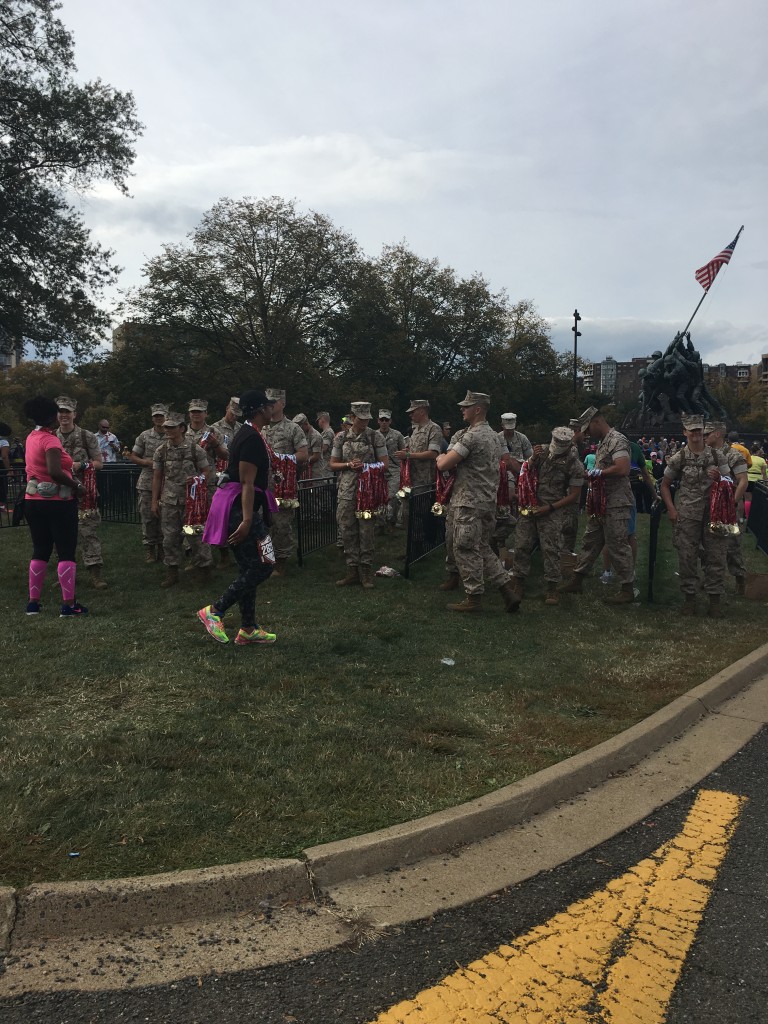 Marines handing out the medals